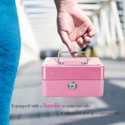 image-Small Metal Money Bank with Lock Coin Cash Safe Box Piggy Bank