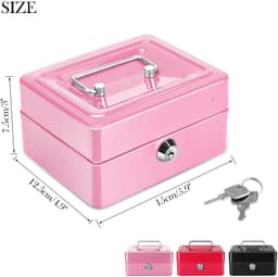 image-Small Metal Money Bank with Lock Coin Cash Safe Box Piggy Bank
