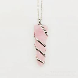 image-Natural Gemstone Spiral Wrapped Pendant Necklace