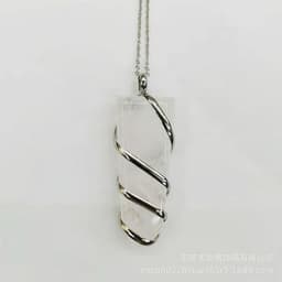 image-Natural Gemstone Spiral Wrapped Pendant Necklace