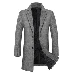 image-Fashion Plaid Single Breasted Jackets Men's Wool Coats