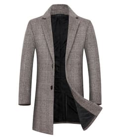 image-Fashion Plaid Single Breasted Jackets Men's Wool Coats
