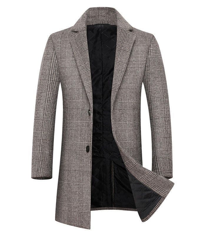 image-Fashion Plaid Single Breasted Jackets Men's Wool Coats