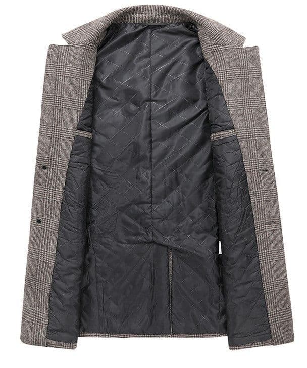 image-Fashion Plaid Single Breasted Jackets Men's Wool Coats