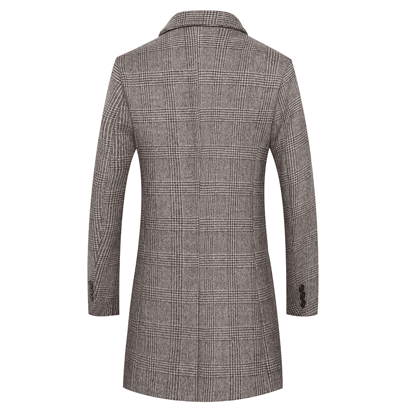image-Fashion Plaid Single Breasted Jackets Men's Wool Coats