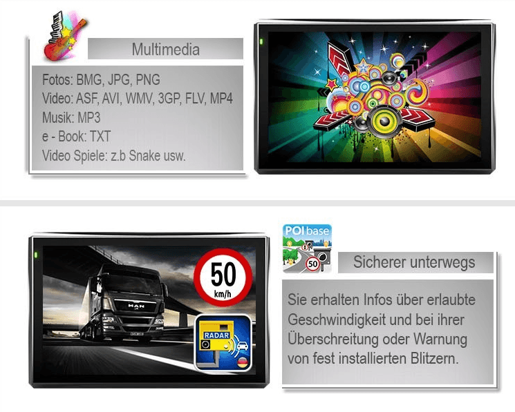 image-X7 7 inch GPS Navigation Device Car Europe Map