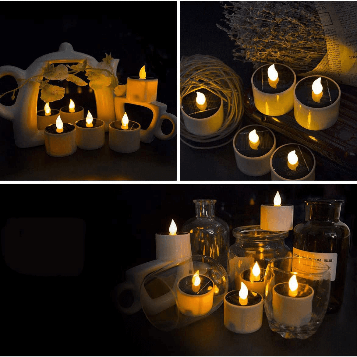 image-Solar Powered LED Candle Lights for Wedding Party Christmas Decoration