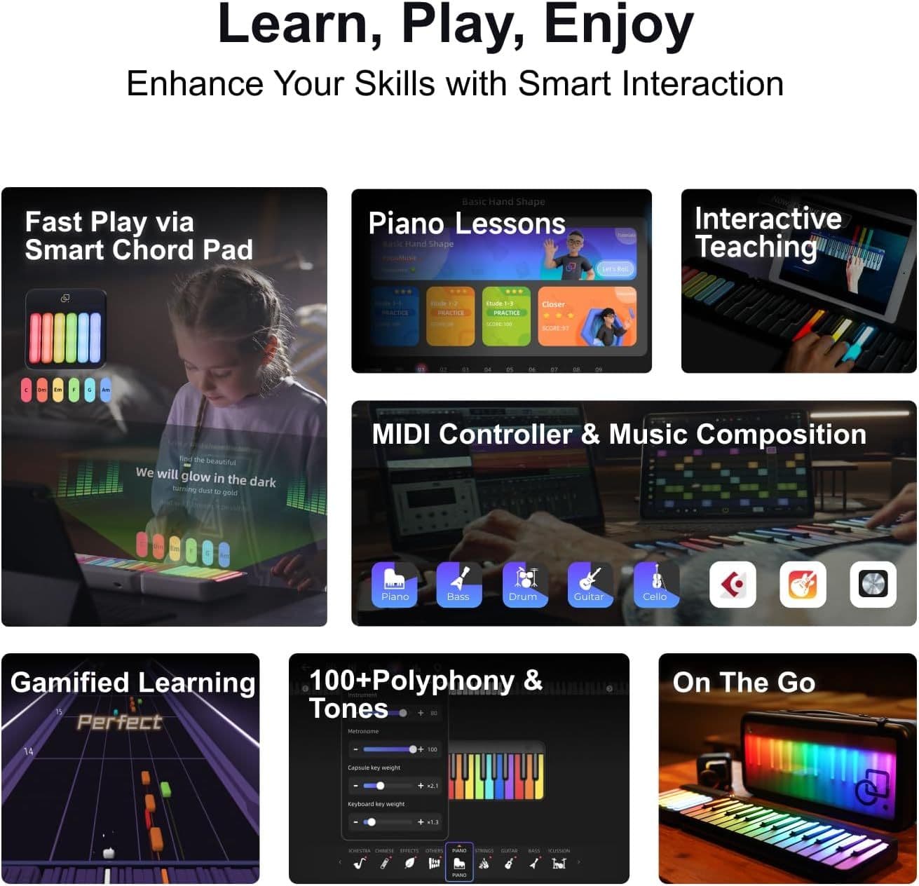 image-Smart Piano Keyboard with MIDI Controller