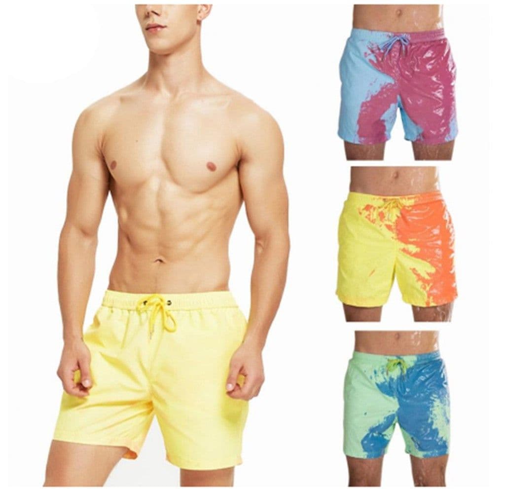 image-Summer Men Temperature Sensitive Color Changing Beach Swim Pants