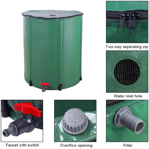 image-50/100 Gallon Folding Rainwater Barrel Water Collector