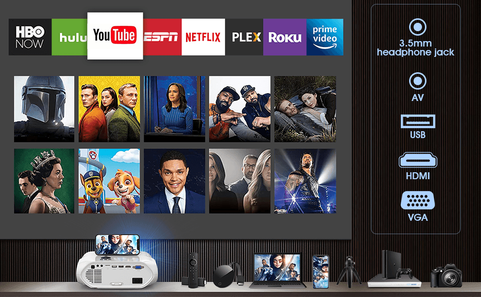 image-1080P 4K 8000L Full HD Projector with WiFi and Bluetooth
