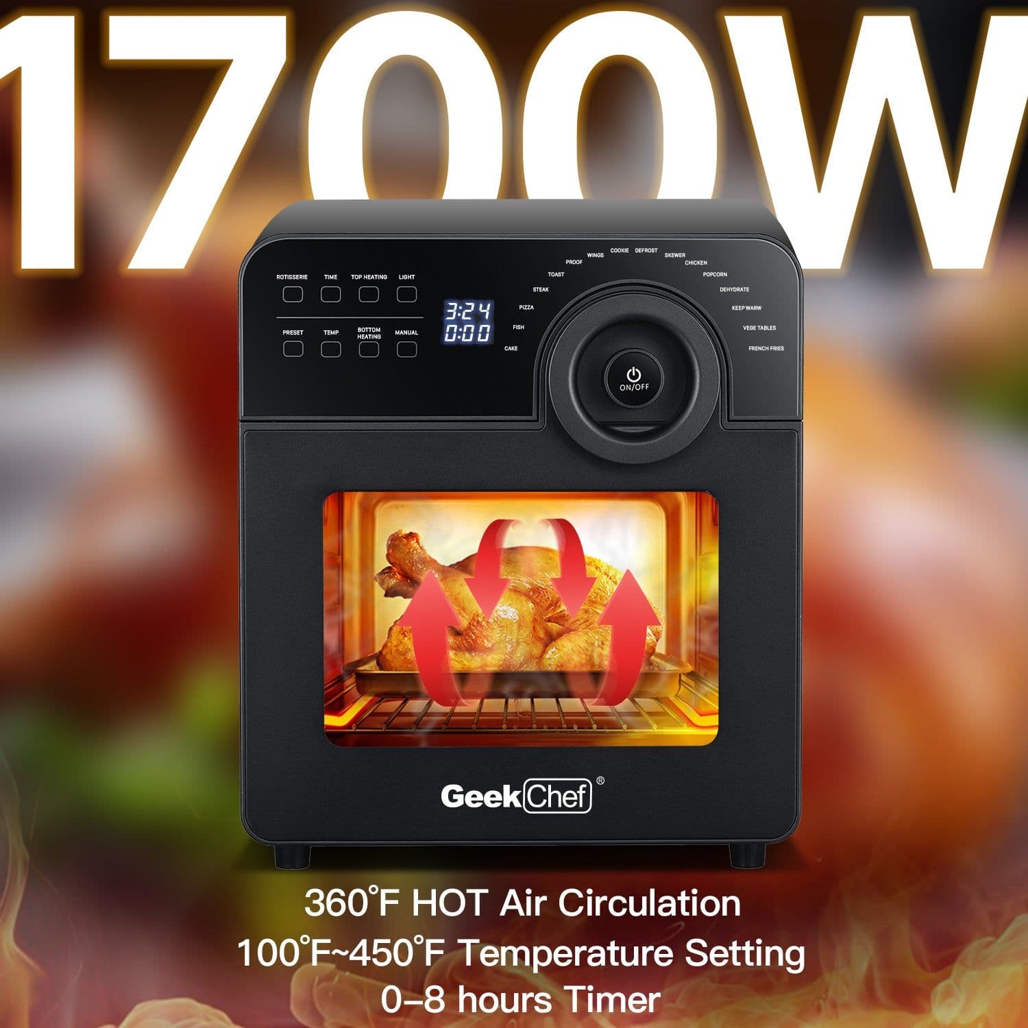 image-Geek Chef 1700W Convection Air Fryer Toaster Oven