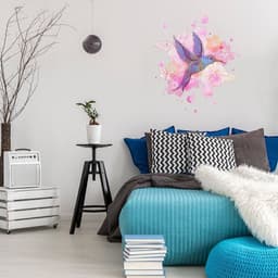 image-Colorful Hummingbird Wall Vinyl Sticker: Add Charm to Your Home Decor