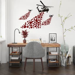 image-Urban Love Helicopter Wall Decal: Captivating Street Art Graffiti Sticker