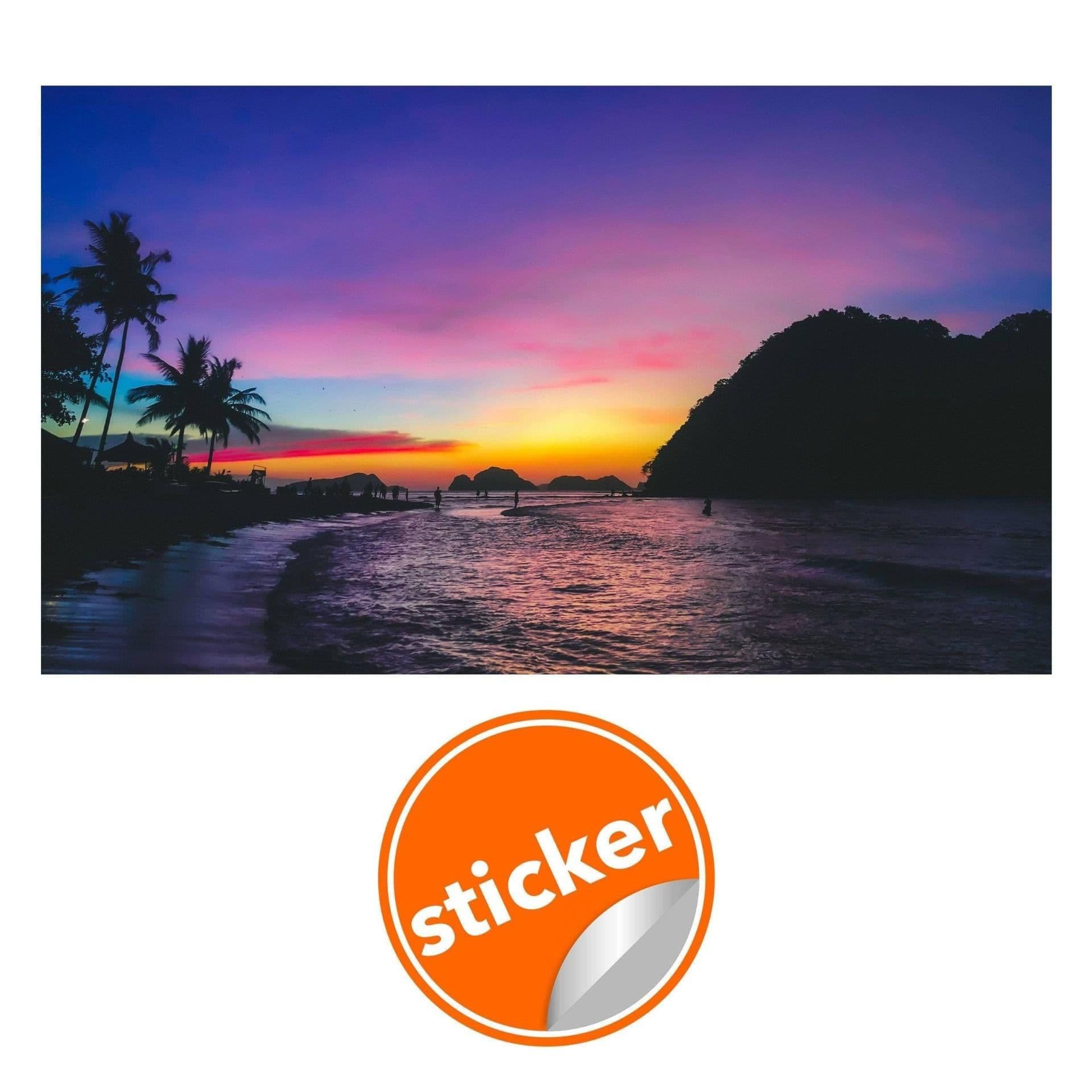 image-Urban Sunset Skyline Wall Stickers, Vibrant Adhesive Decals for Home Decor