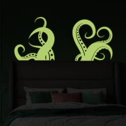 image-Glowing Sea Creature Tentacle Wall Sticker Decal - Oceanic Home Decor Art