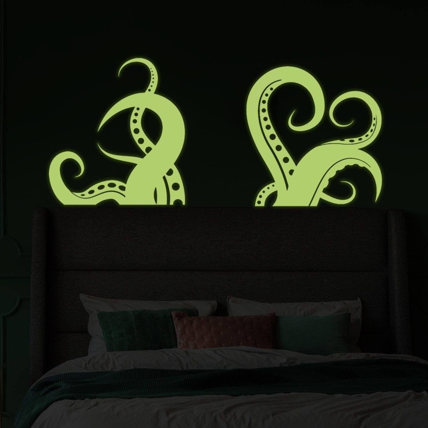 image-Glowing Sea Creature Tentacle Wall Sticker Decal - Oceanic Home Decor Art