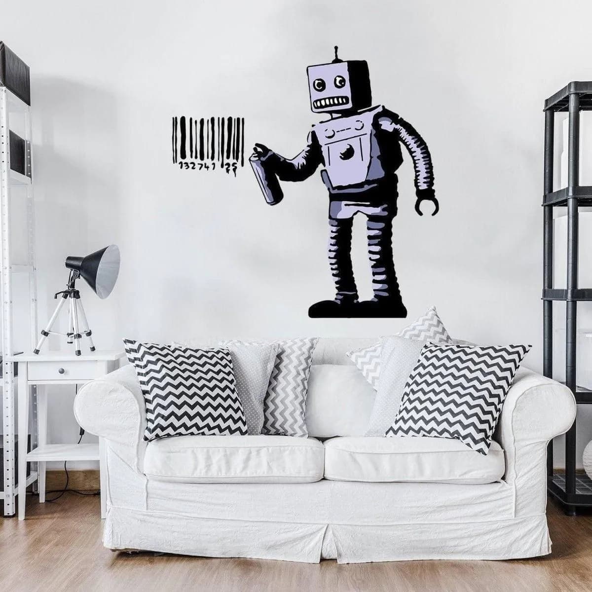 image-Barcode Robot Wall Vinyl Sticker - Urban Street Art Decal