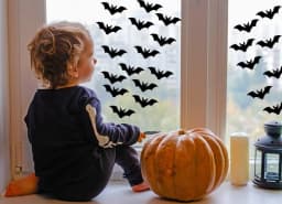 image-Elegant Halloween Bat Window Stickers, 25 Pack, Spooky Seasonal Decor Decals