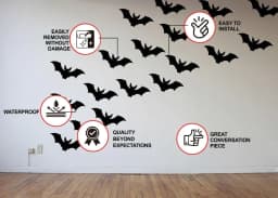 image-Elegant Halloween Bat Window Stickers, 25 Pack, Spooky Seasonal Decor Decals