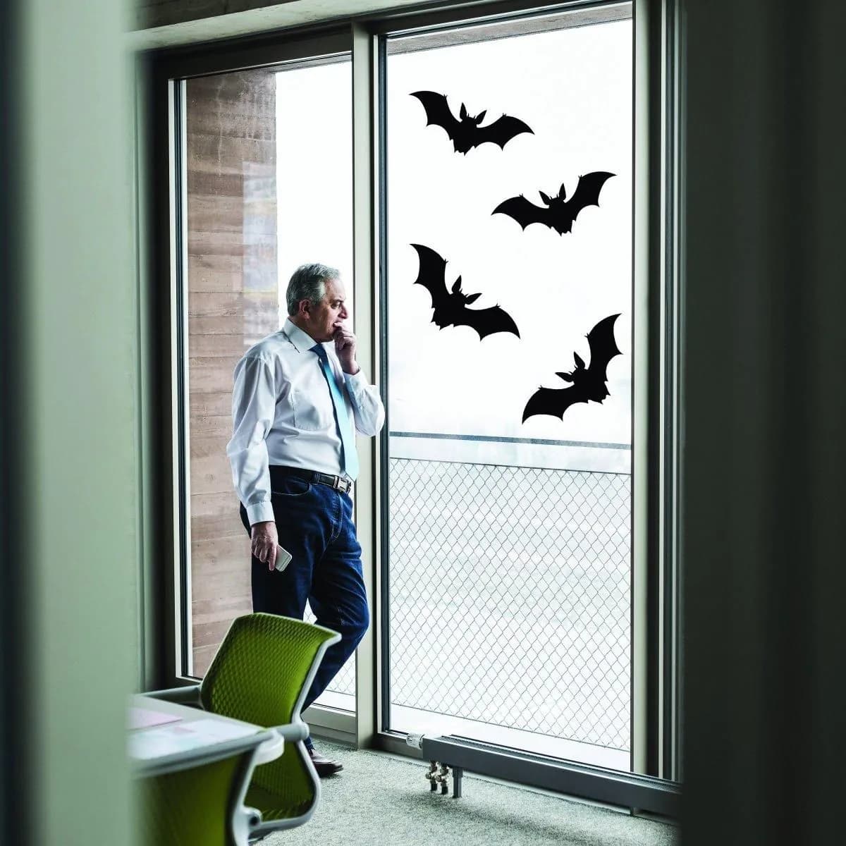 image-Elegant Halloween Bat Window Stickers, 25 Pack, Spooky Seasonal Decor Decals