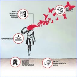 image-Butterfly Girl Vinyl Sticker - Emotional Street Art Wall Decal