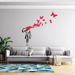 image-Butterfly Girl Vinyl Sticker - Emotional Street Art Wall Decal