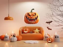 image-3D Halloween Wall Decal - Spooky Pumpkin Design Masterpiece