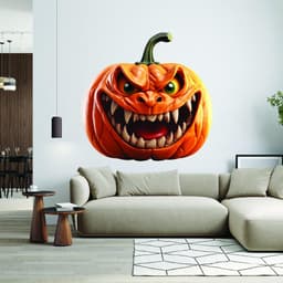 image-3D Halloween Wall Decal - Spooky Pumpkin Design Masterpiece