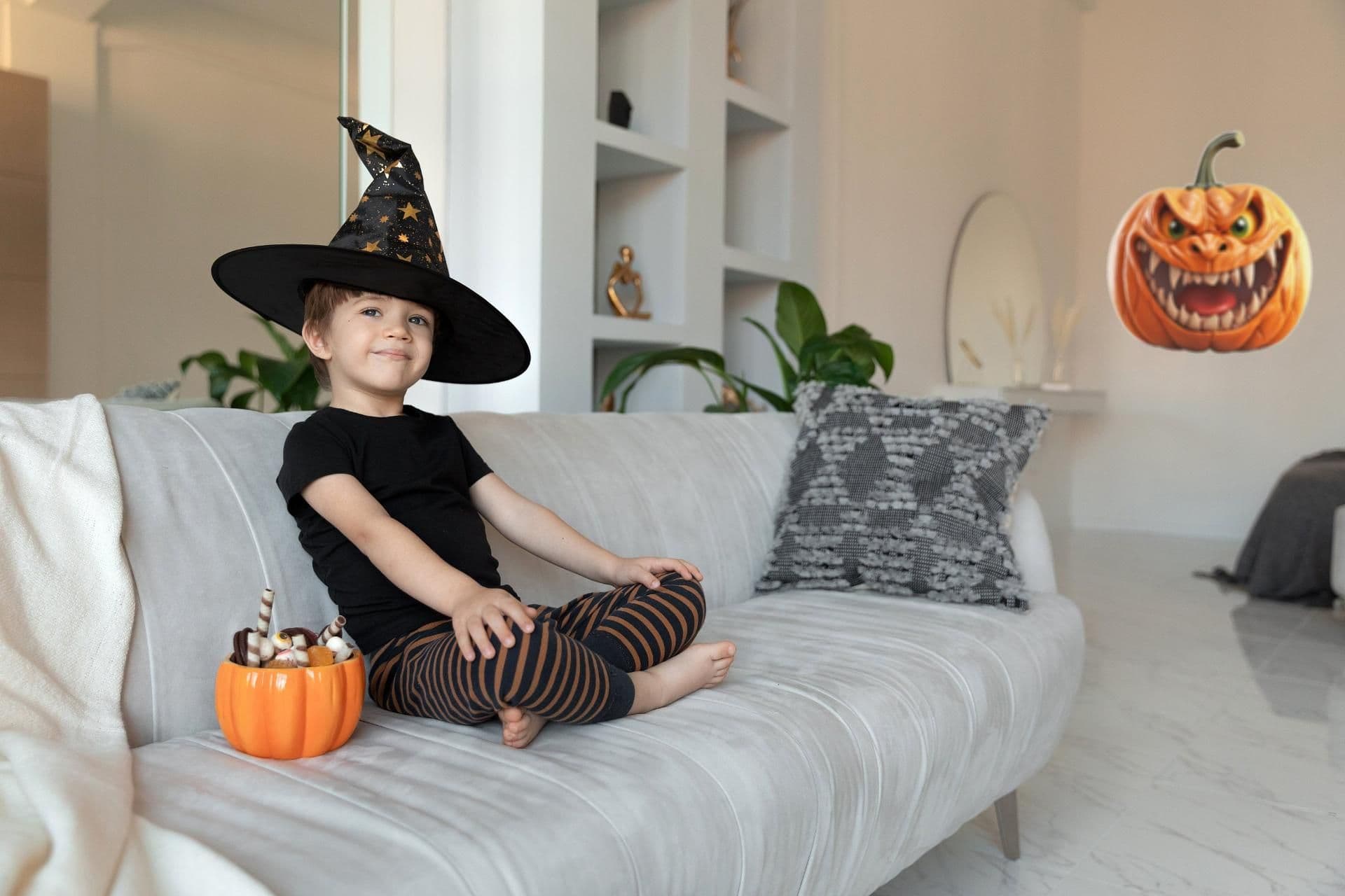 image-3D Halloween Wall Decal - Spooky Pumpkin Design Masterpiece