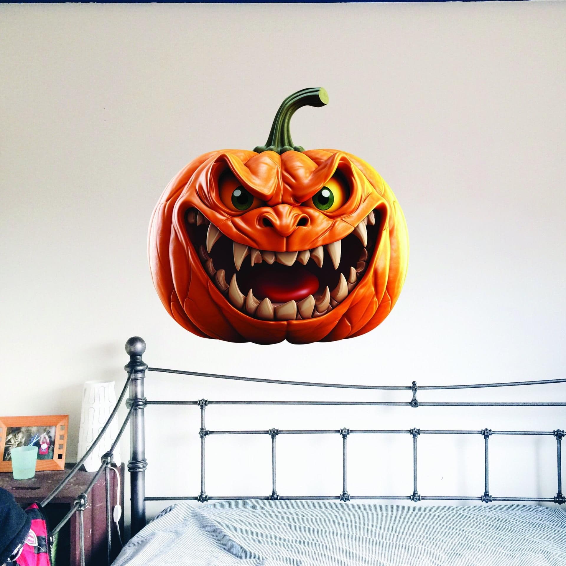 image-3D Halloween Wall Decal - Spooky Pumpkin Design Masterpiece