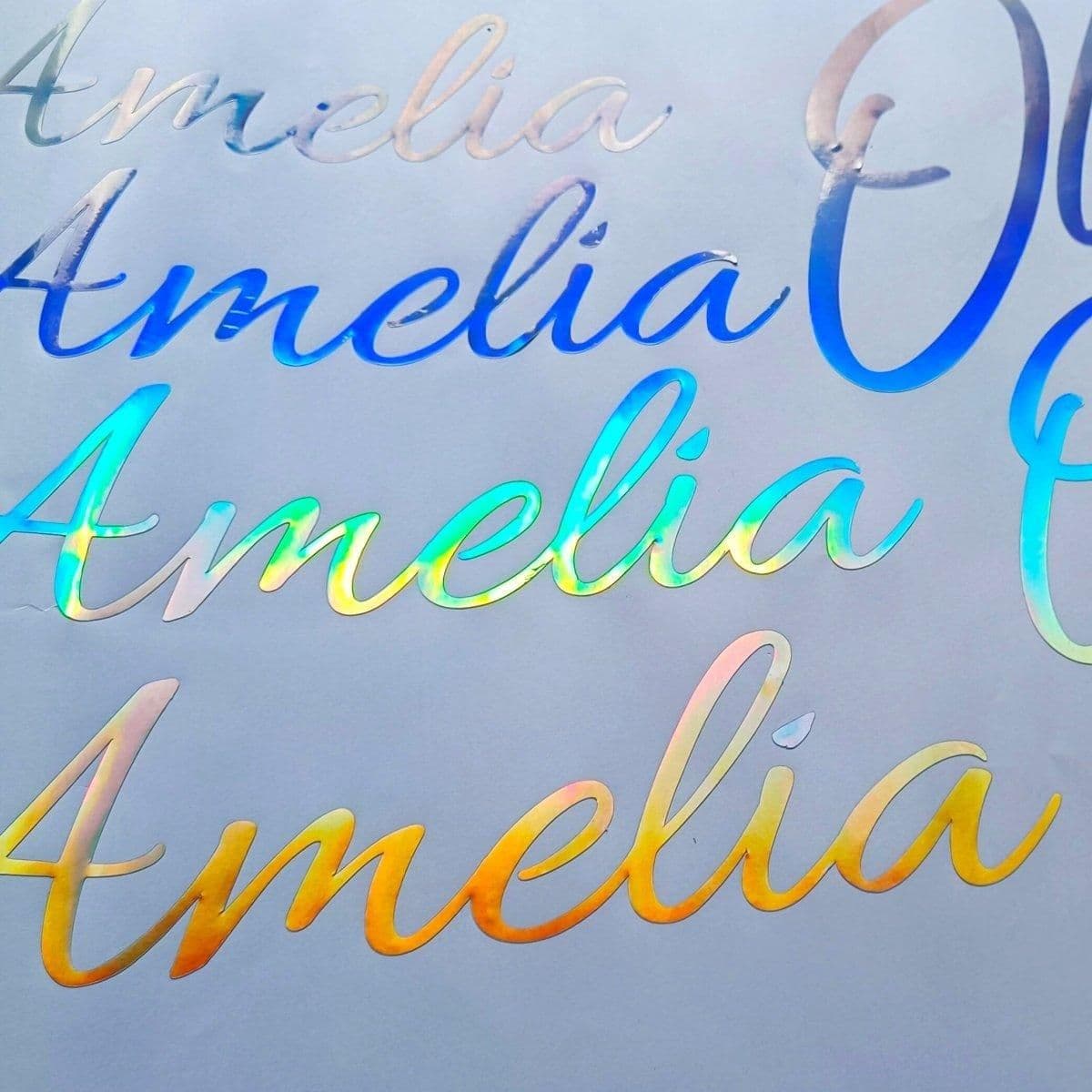 image-Personalized Rainbow Holographic Vinyl Decals, Custom Name Stickers