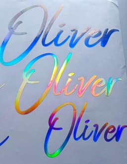 image-Personalized Rainbow Holographic Vinyl Decals, Custom Name Stickers
