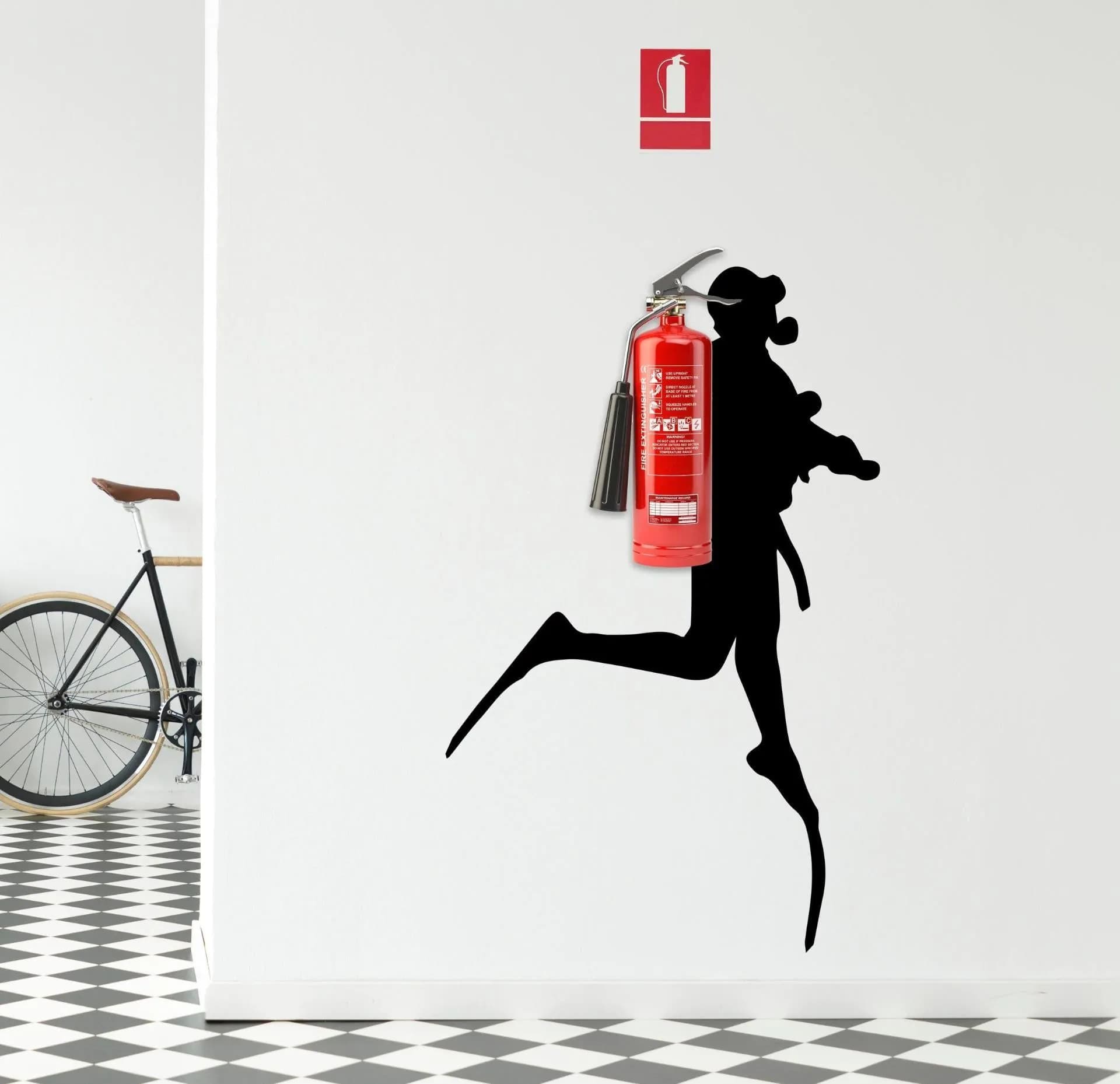 image-Scuba Diver Wall Sticker - Fire Extinguisher Deep Dive Silhouette Vinyl Gift Decal