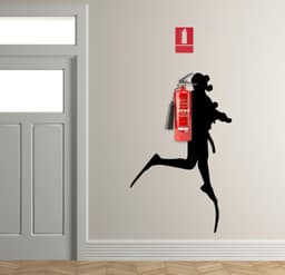 image-Scuba Diver Wall Sticker - Fire Extinguisher Deep Dive Silhouette Vinyl Gift Decal