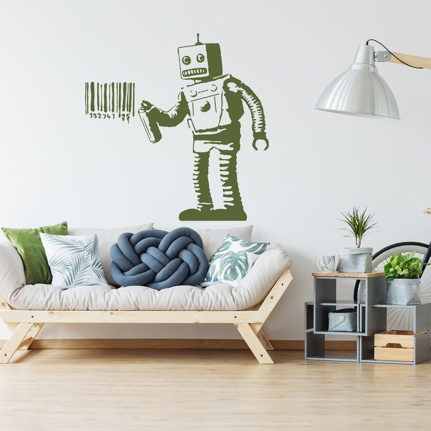 image-Banksy Barcode Robot Wall Vinyl Sticker - Street Art Graffiti Machine Decal