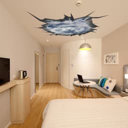 image-3d Ceiling Sticker - Blue Sky Porthole Decoration Wall Decal For Bedroom