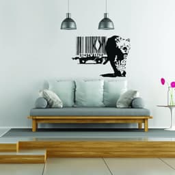 image-Banksy Leopard Barcode Wall Sticker - Art Home Decor Diy Bar Code Mural Decal