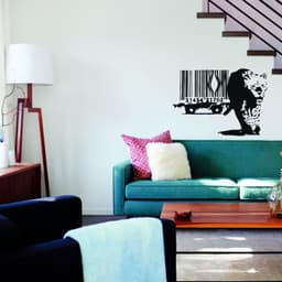image-Banksy Leopard Barcode Wall Sticker - Art Home Decor Diy Bar Code Mural Decal