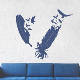 image-Bird Feather Wall Vinyl Sticker - Eagle Decor Flying Home Art Magic Nib Decal