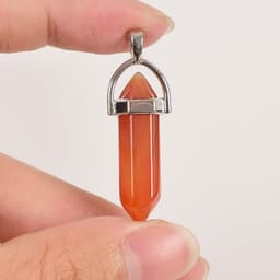 image-Hexagonal Column Tumbled Gemstone Spiral Wrapped Pendant Necklace