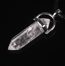 image-Hexagonal Column Tumbled Gemstone Spiral Wrapped Pendant Necklace