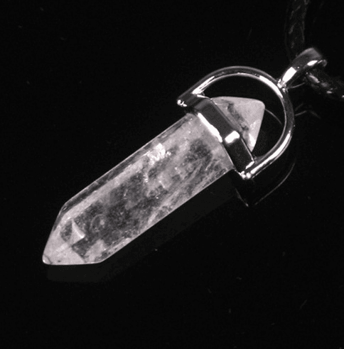 image-Hexagonal Column Tumbled Gemstone Spiral Wrapped Pendant Necklace