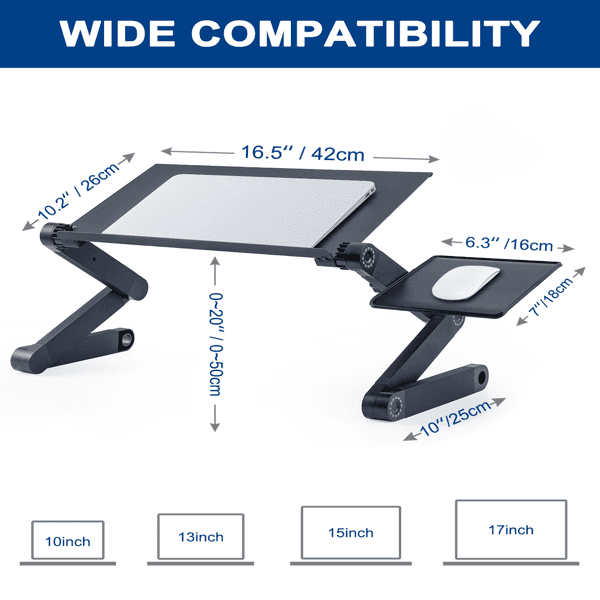 image-Adjustable Laptop Stand Laptop Desk with 2 CPU Cooling USB Fans
