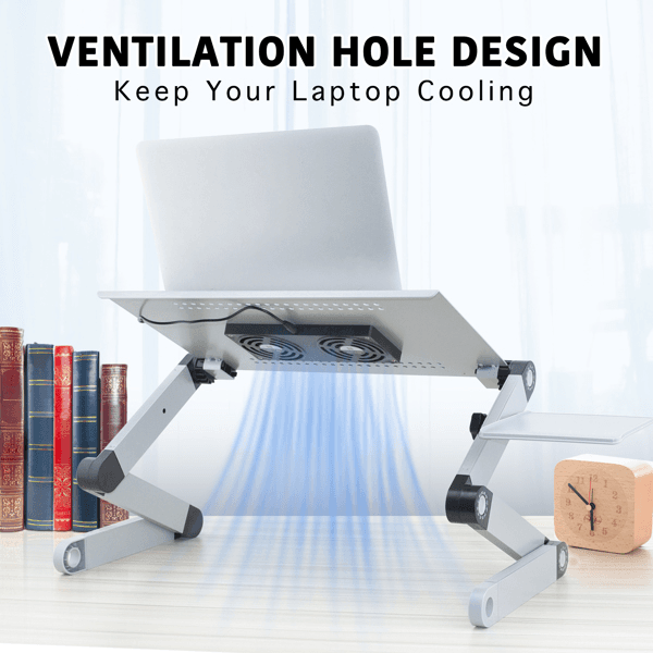 image-Adjustable Laptop Stand Laptop Desk with 2 CPU Cooling USB Fans