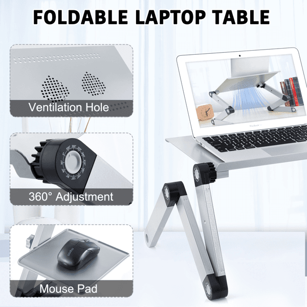 image-Adjustable Laptop Stand Laptop Desk with 2 CPU Cooling USB Fans