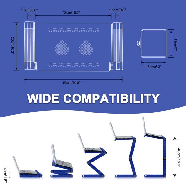 image-Adjustable Laptop Stand Laptop Desk with 2 CPU Cooling USB Fans