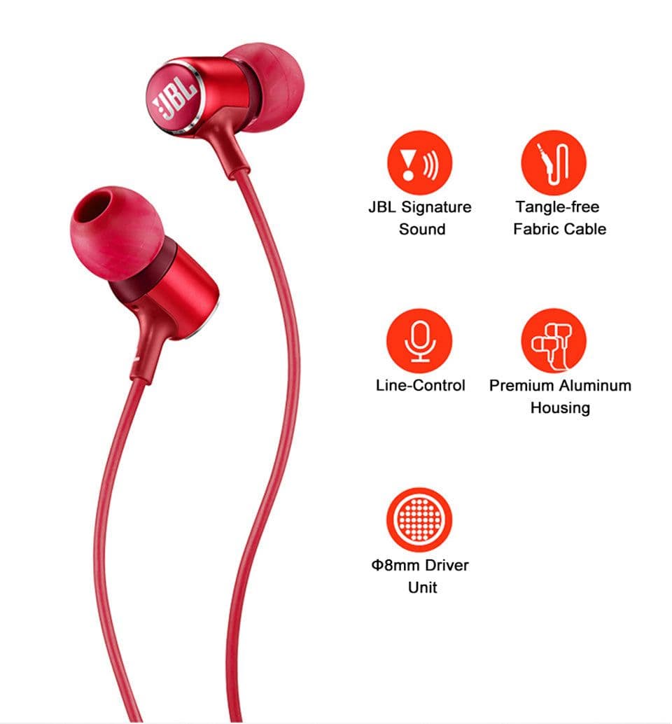 image-JBL LIVE100 3.5mm Wired Earphones Stereo Sound Line Control