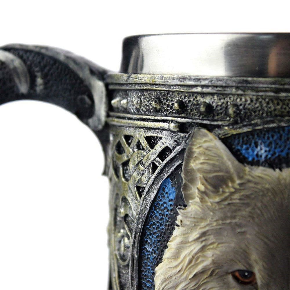 image-Retro Mug Stainless Steel 3D Wolf Drinking Cup