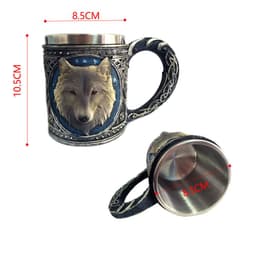image-Retro Mug Stainless Steel 3D Wolf Drinking Cup